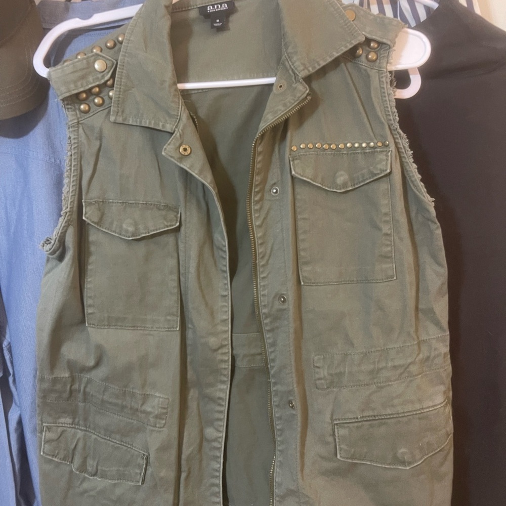 a.n.a Olive Utility Vest with Stud Accents